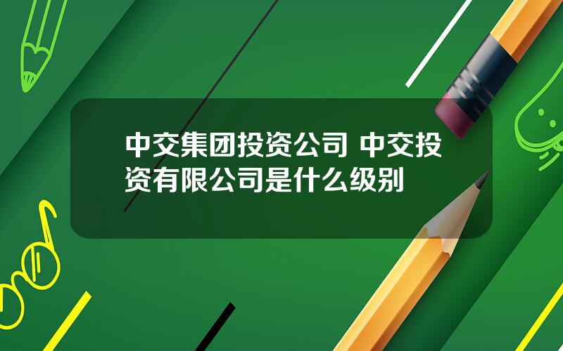 中交集团投资公司 中交投资有限公司是什么级别